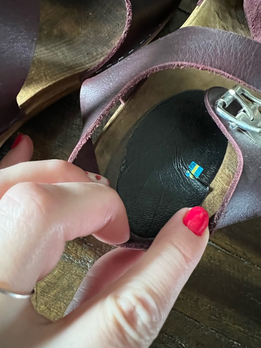 Lotta Women's Mahogany Leather Clog Mules with Adjustable Ankle Strap Size 11 - Picture 12 of 12